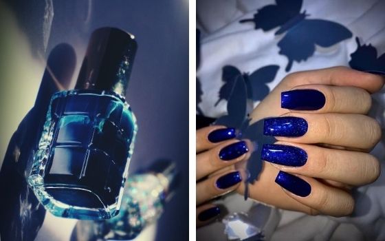 dark blue nail design for winter